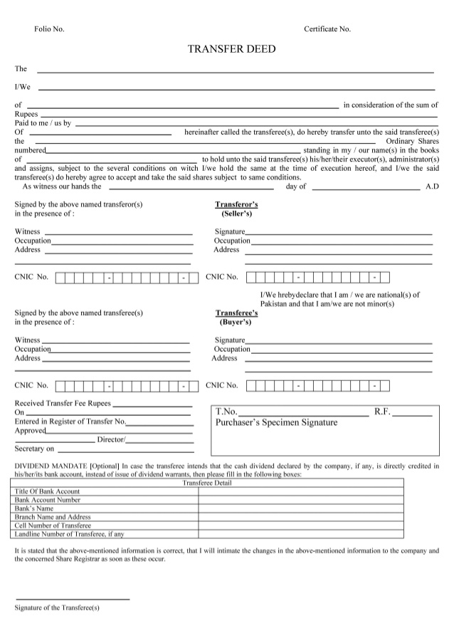 transfer deed of house after divorce